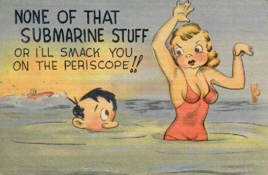 Humoroussubmarinepostcard  WWII era